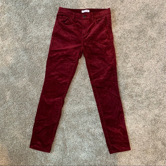 LOFT Dark Red Crushed Velvet Skinny Pants - Picture 5 of 5